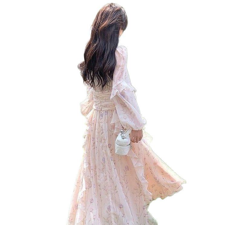 2026 Beautiful French Floral Knee-Length Summer Dress - Fairy Style