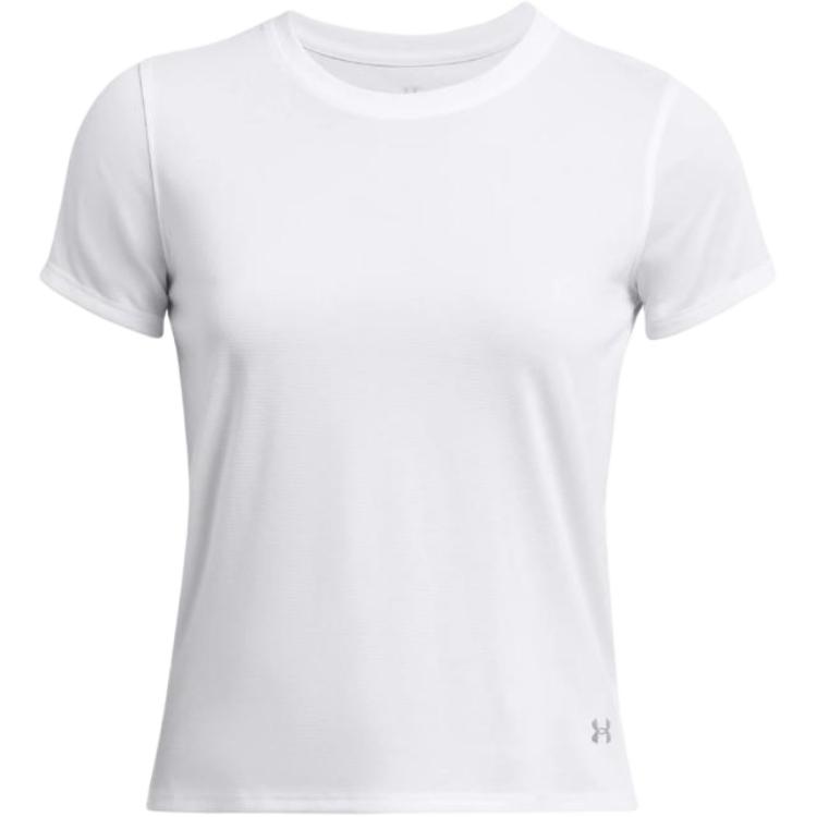 Under Armour Solid Color Brand Logo Round Neck Casual Pullover Short Sleeve T-Shirt Women T-Shirt White 1382434-100