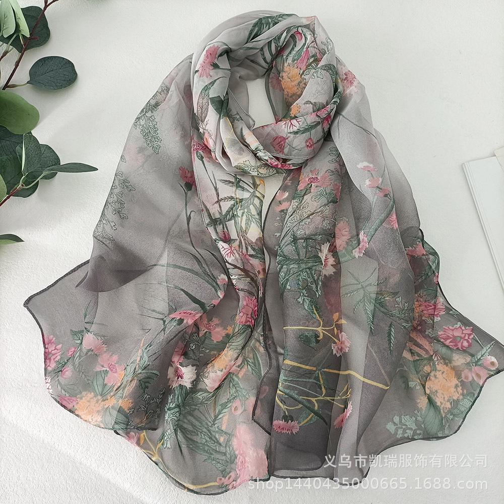 Summer Scarf Scarf for Women Pastoral Decoration Thin Georgette Fragrant Grass Long Spring and Autumn Versatile Sun Protection Shawl
