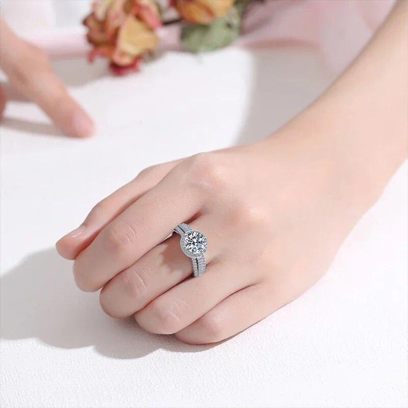 3ct Diamond Moissanite Ring for Women 925 Sterling Silver Band Engagement Wedding Party Luxury Rings with Certificate