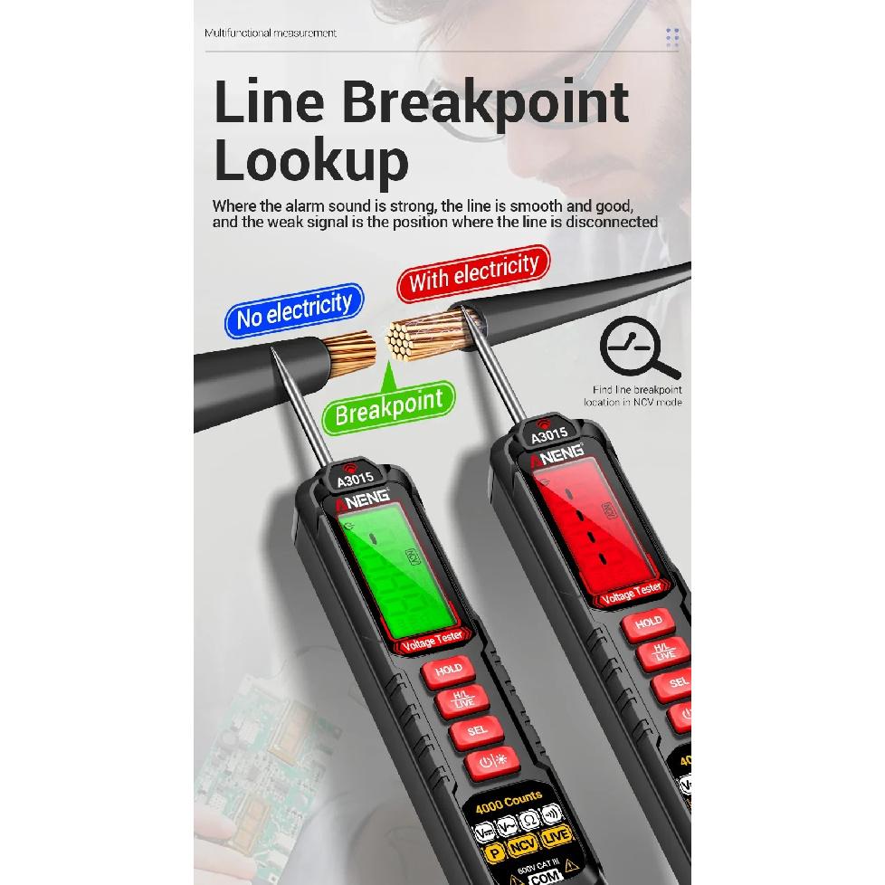 Car Voltage Detector Pen ANENG A3015  Non-Contact Voltage Tester Volt Resistance Continuity Car Fault Maintenance Circuit Test