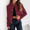 Giacca da donna tinta unita con revers e bottoni, manica lunga casual, corta, in camoscio, con tasca