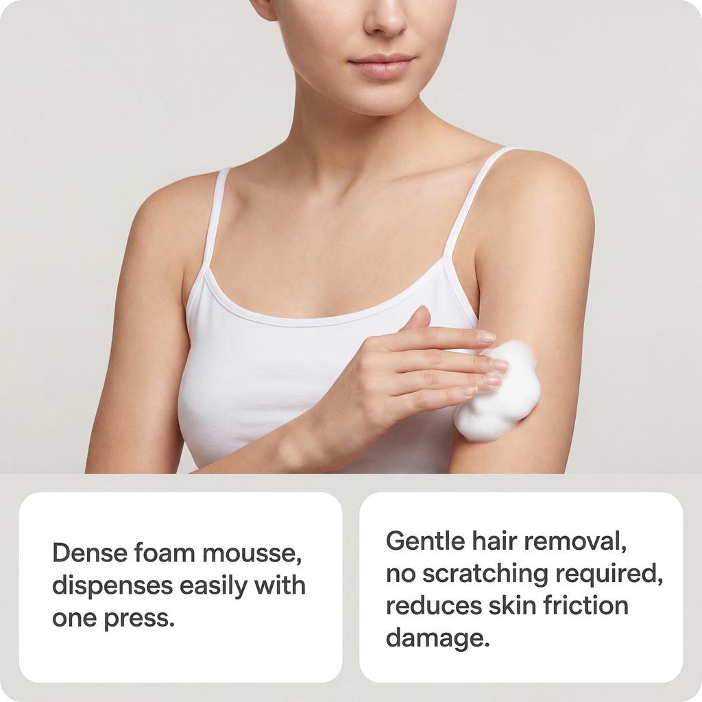 Mousse Removedor de Pelos Corporais Suave Cloudsense 140ml Remoção Rápida Suave Indolor Adequado para Uso no Corpo com Ferramenta Aplicadora