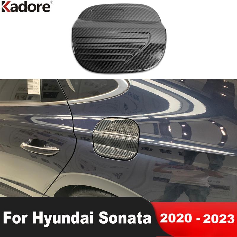 For Hyundai Sonata     Carbon Fiber Car Gas Fuel Tank Cover Trim Oil Filler Gasoline Cap Frame Accessories