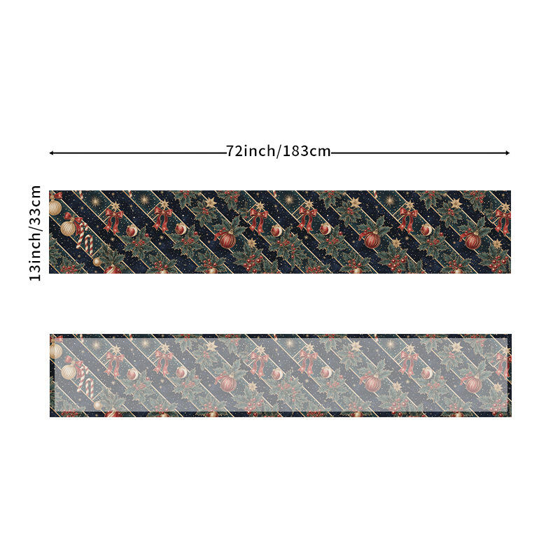 33*183cm Christmas Table Runner Set - Linen-Look Digital Print Holiday Decor for Dining Tables & Cabinets