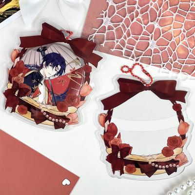 Estetică Japoneză Drăguț Fundă Coș cu Flori Suport Badge Suvenir Anime Husă Protectoare Transparentă pentru Badge Rotund de 75 mm