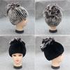 Real Fur Beanies Hat Russia Women Warm Real Rex Rabbit Fur Hats Rabbit Fur Cap Elastic Knitted