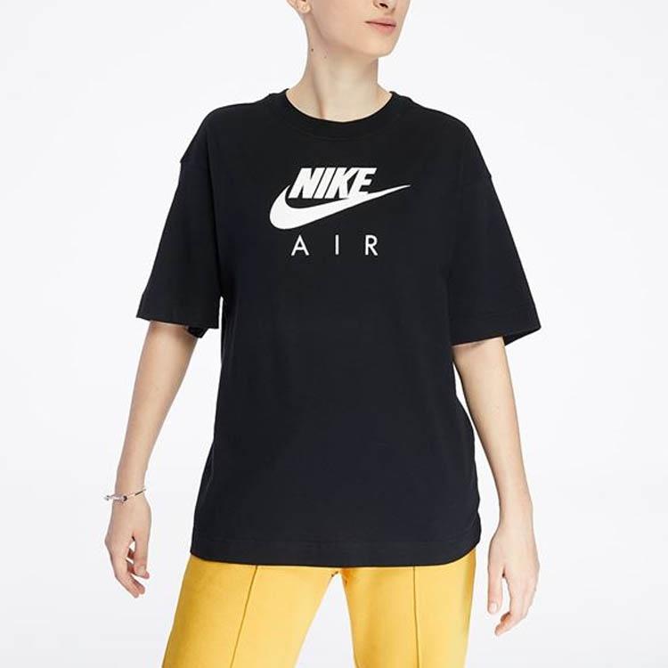 (WMNS) Nike Air Logo Printing Loose Knit Sports Short Sleeve Black T-Shirt Women's DB3841-010