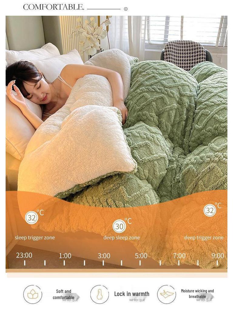 Thickened Lambswool & Milk Velvet Quilt - Cozy Winter & Versatile Spring/Fall Blanket for Twin or Dorm Use