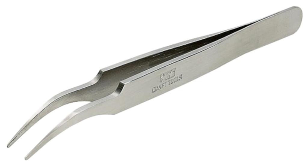 Tamiya Craft Tool Series Präzisionspinzette, runder Hals, Typ Kunststoff, Modellierwerkzeug 74108 Nr. 108, Spitze/Knirschen