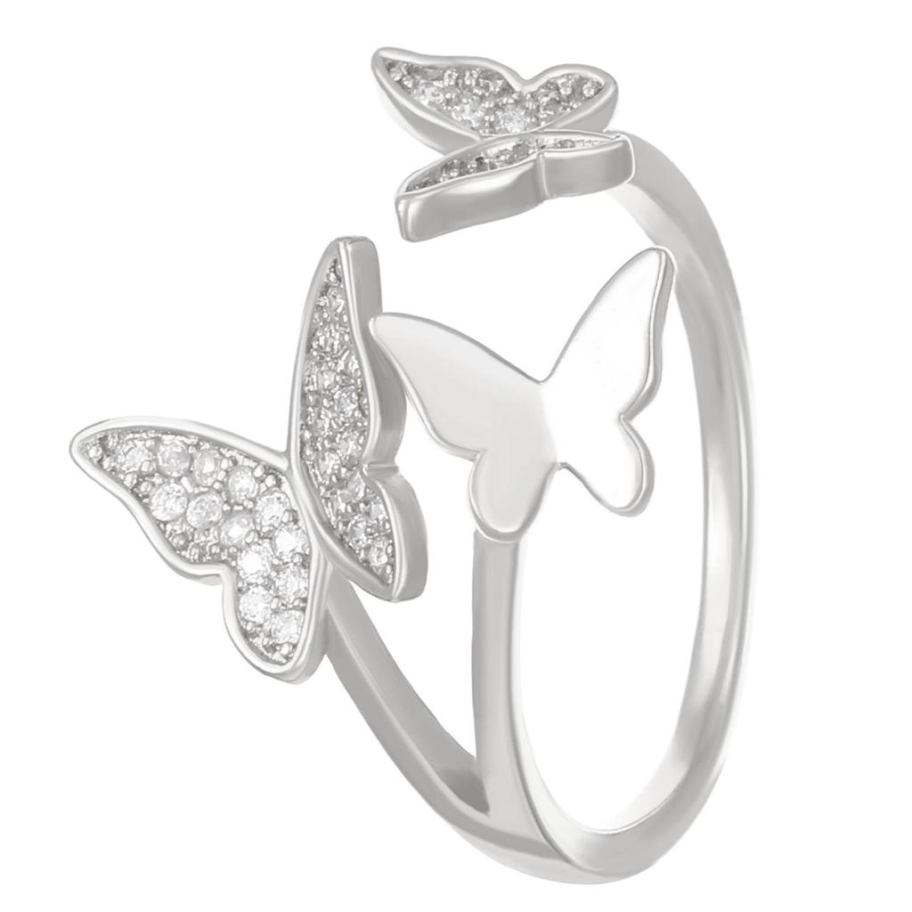 Europäischer & Amerikanischer Stil Kreative Kupfer Diamant Schmetterlingsringe für Damen - Zeigefinger Design