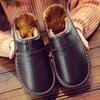 Männer Frauen Herbst und Winter Paar Leder Wasserdichte Baumwolle Hausschuhe Indoor Warm Non-slip Dicken sohlen Plüsch Schuhe