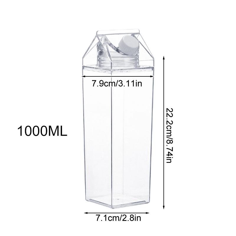 1Pc Juice Box Reusable 500/1000ML Outdoor Sports Water Bottle Transparent Milk Creative PS Portable Travel And Camping