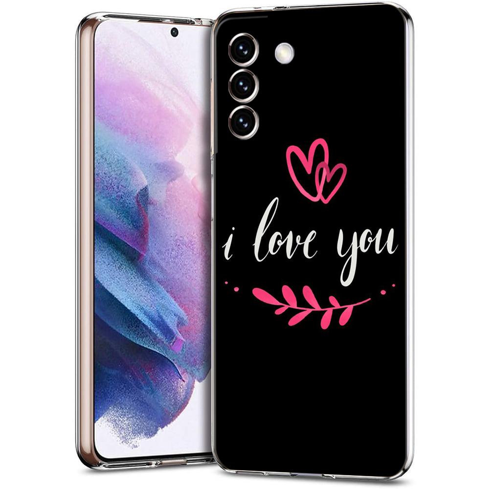 Phone Case For Samsung Galaxy S24 Ultra S23 FE S22 S20 S21 5G S10 S9 Plus S10E S8 Clear I Love you Pink Heart Cover