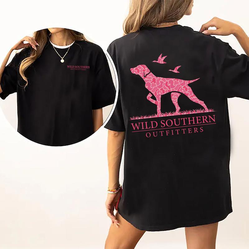 

Pink Camo Hunting Dog Shirt, Wild Southern Unisex T-shirt, Simply Printed Graphic Unisex T-shirt L