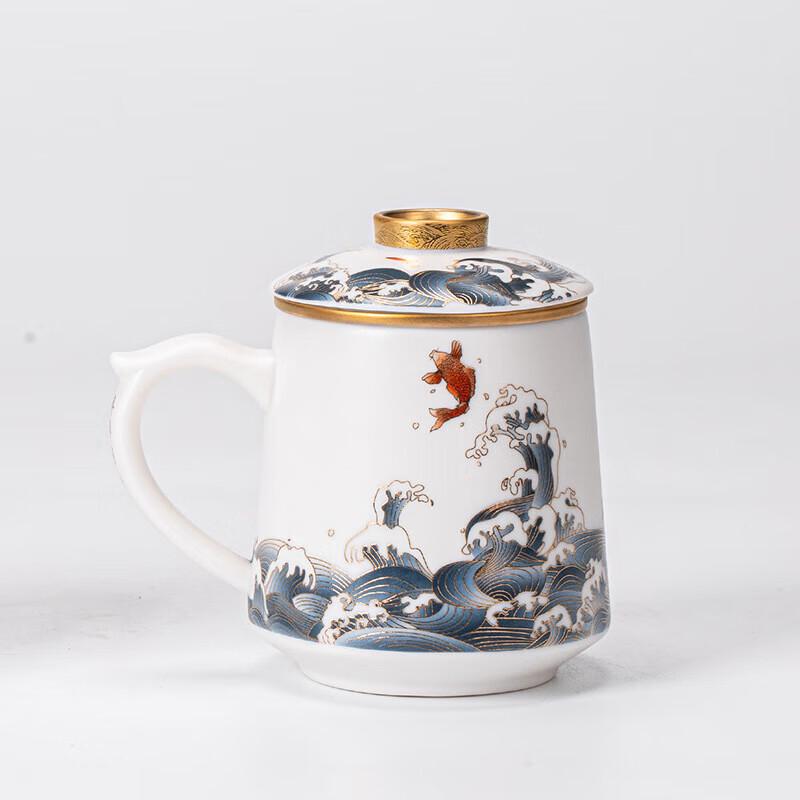 Yunyan Jade White Unglazed Porcelain Office Tea Filter Mug