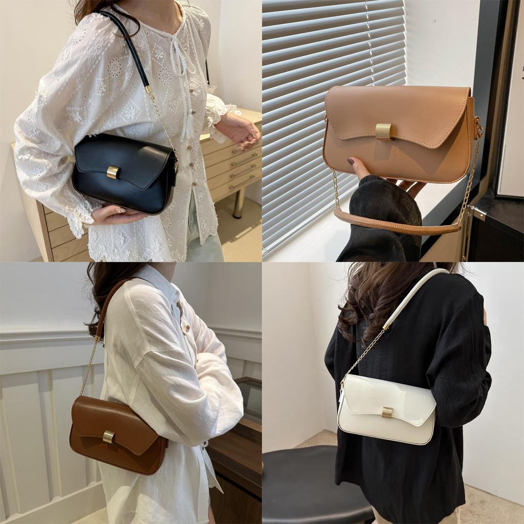 Elegant Pu Leather Chain Shoulder Bag For Women Trendy 2024 Street Style Small Square Bag