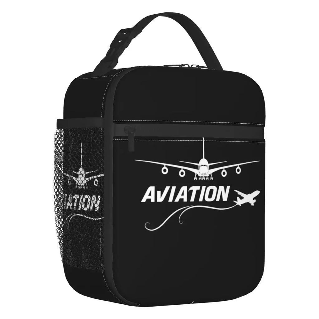 Aviation Lover Resuable Lunch Box Leakproof Airplane Pilot Aviator Air Fighter Thermal Cooler Food Insulated Lunch Bag School