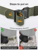 JUKMO Quick Release Belt, Men's Tactical Work Belt, Military Belt (Size M - Waist Length 91cm-105cm (Total Length 125cm), Green)