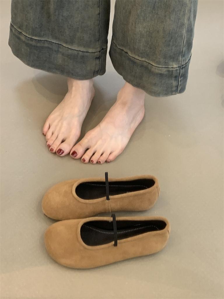 Vintage Mary Jane Shoes Women's 2025 Summer New Mori Women's Literary Matte Cute Round Head Shallow Mouth Beanie Shoes