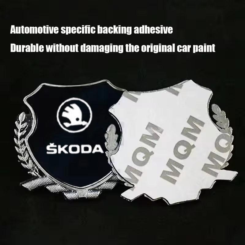 ABCDGF1 Alloy Car Fender Emblem Laser Logo Window Badge for Skoda Kodiaq Karoq Superb Fabia Kamiq Octavia Citigo Yeti Rapid Scala Vision