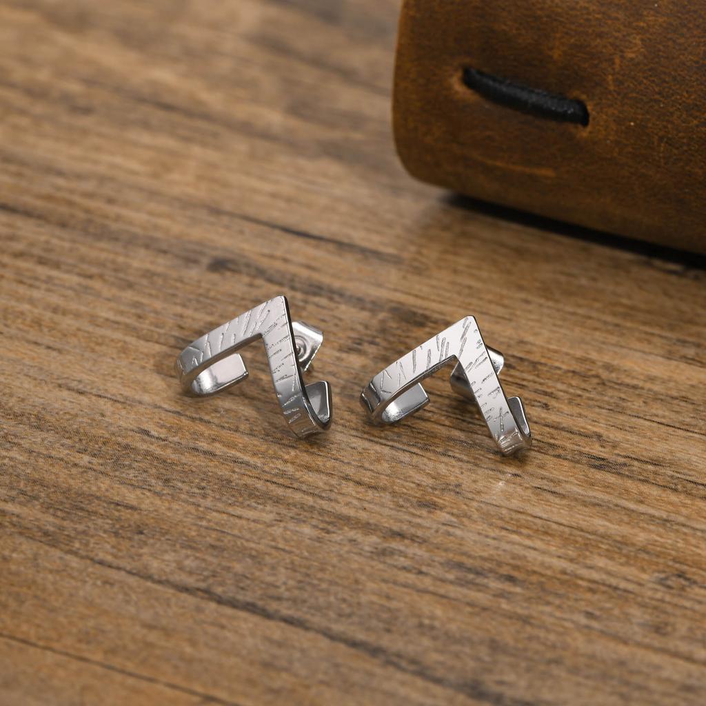 Geometrischer Stecker für Männer Edelstahl Dreieck Wrap Ohrringe Punk Cool Jungen Anti Allergie Schmuck Geschenk für Ihn Männlich