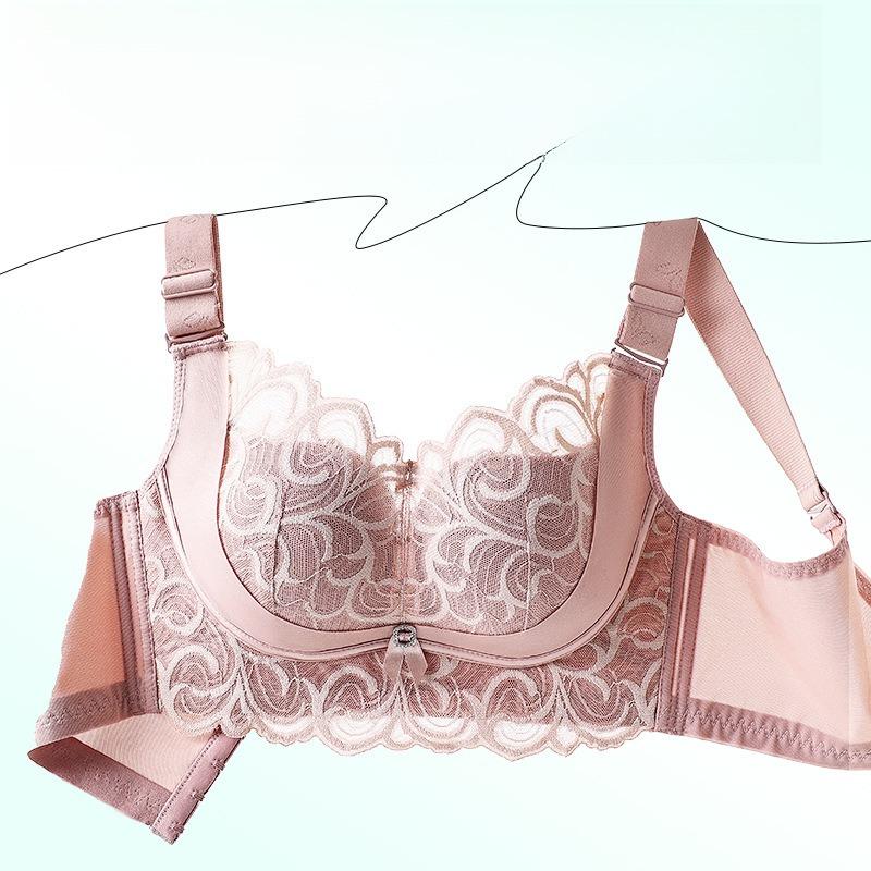 Lace Gathering Bra Women's Adjustable Bra Without Underwire Top Support Anti-sagging Breast Retraction Large-sized Underwear