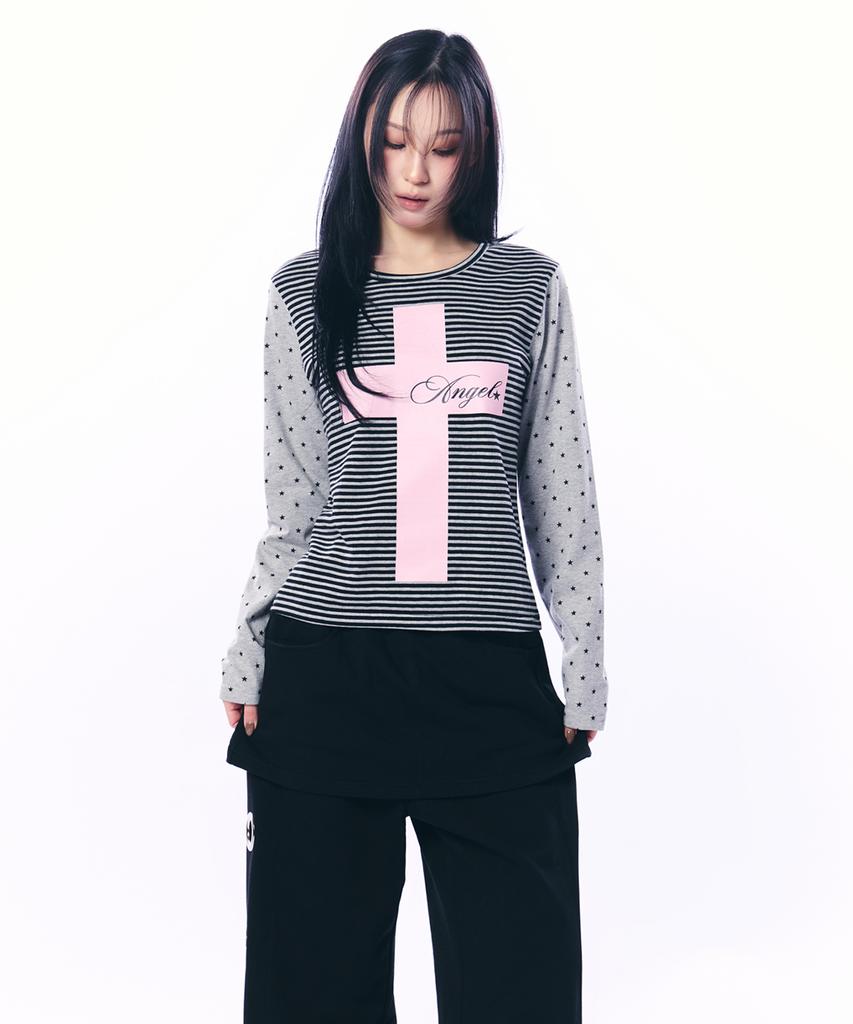 SETUP-EXE Mixed Pattern Top / Gray