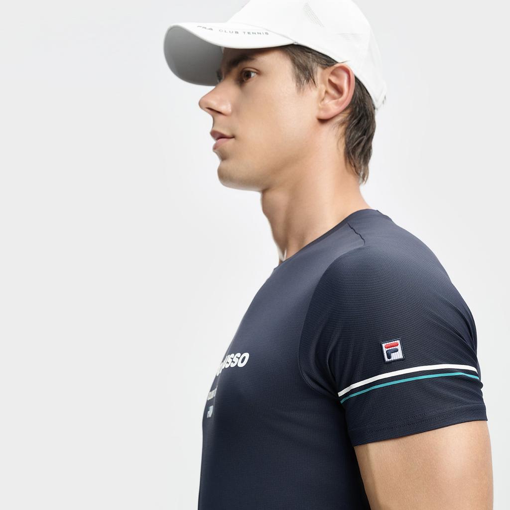 FILA Tennis Moisture-Wicking Breathable T-Shirt Men tops Royal-Blue A11M433118FNV