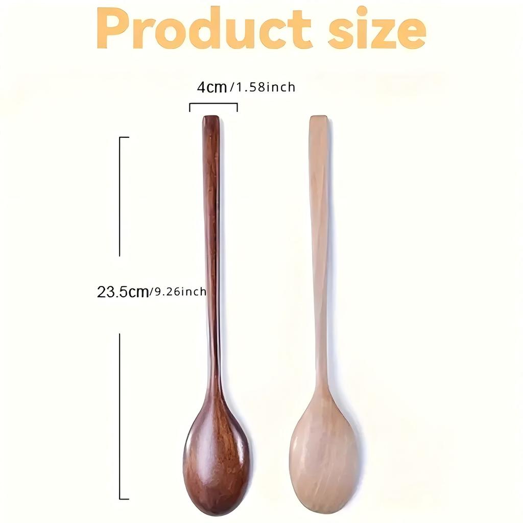 Wooden Spoon Tableware Kitchen Cooking Utensil Tools Soup Teaspoon Catering Cooking Utensil Tool Coffee Soup Teaspoon 23.5cm