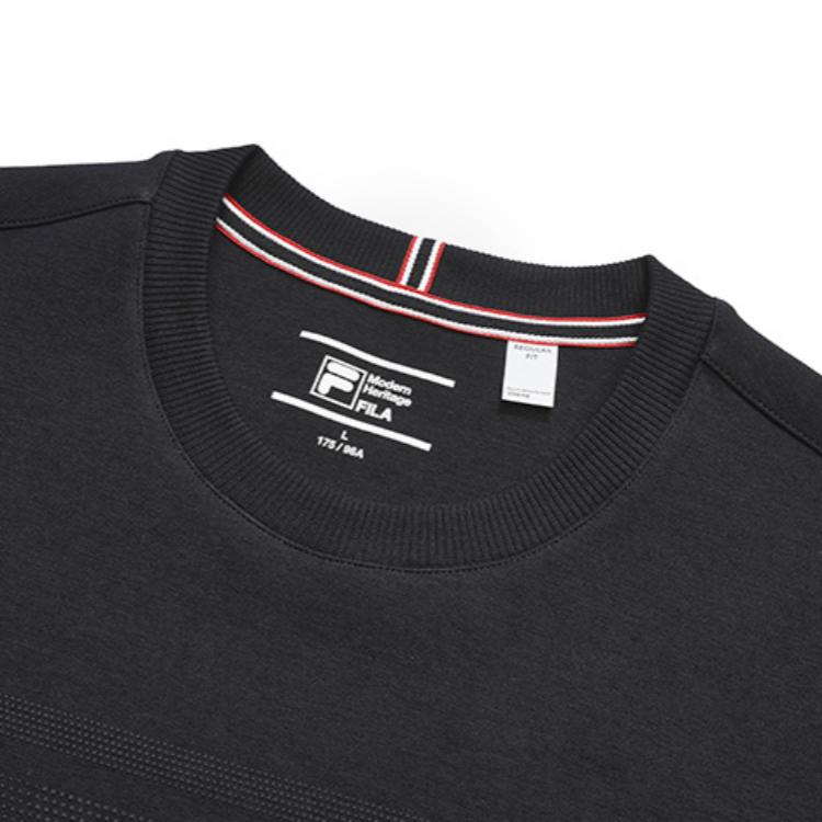 FILA Solid Color Logo Round Neck Knit Pullover Sweatshirt Men sweatshirt Legendary-Blue F11M241207FNV