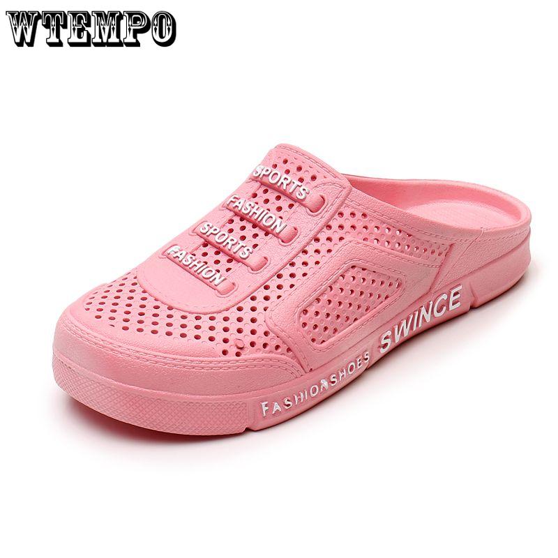 PVC Nazouváky Dámské Prodyšné Pantofle Silná Podrážka Protiskluzové Měkká Podrážka Sandály Krytá Špička Proti Kolizi Dírkované Sandály