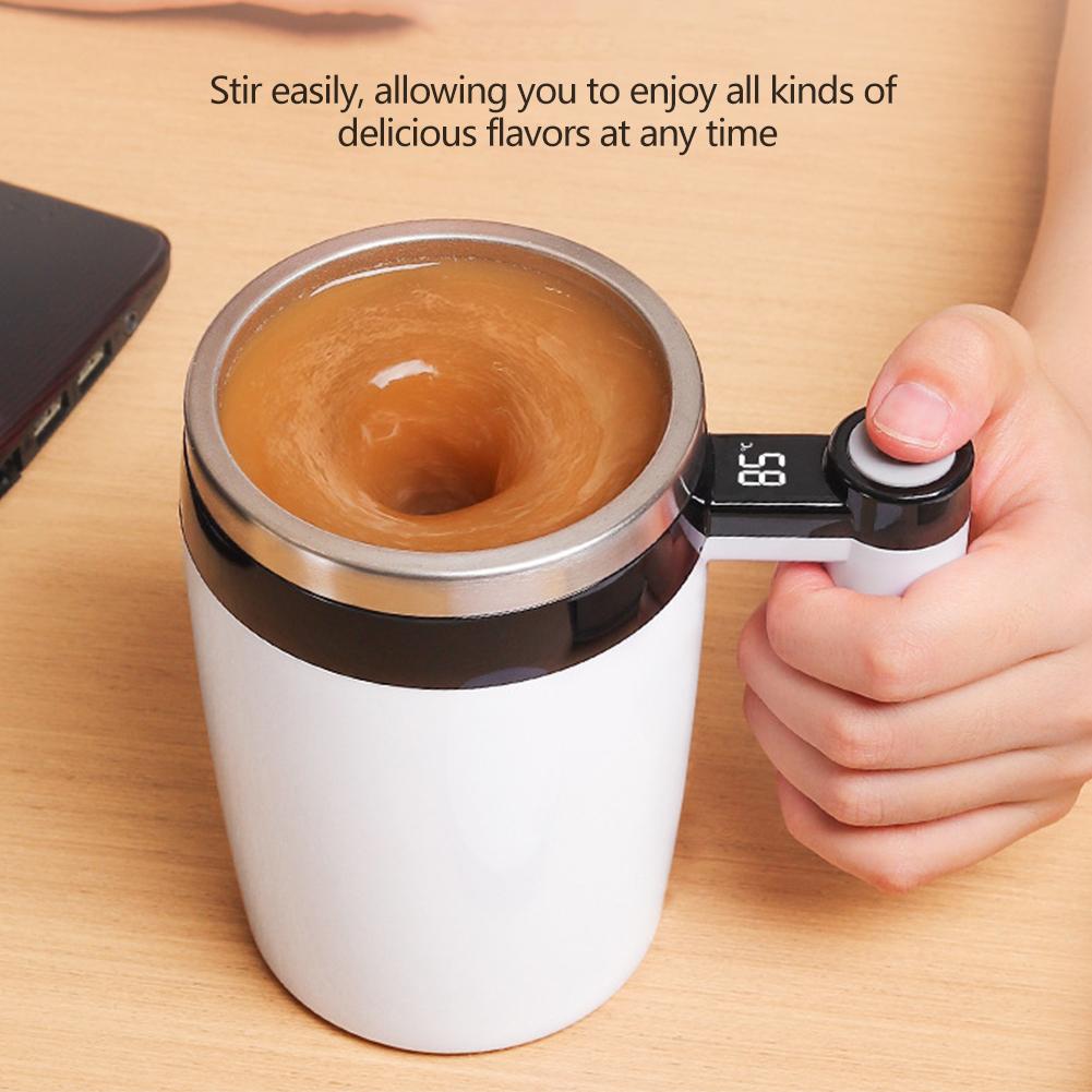 380ml Elektrischer Rührbecher Digitalanzeige Kaffee/Proteinshakes/Milch/Instantgetränke One-Touch Smart für Büro Zuhause
