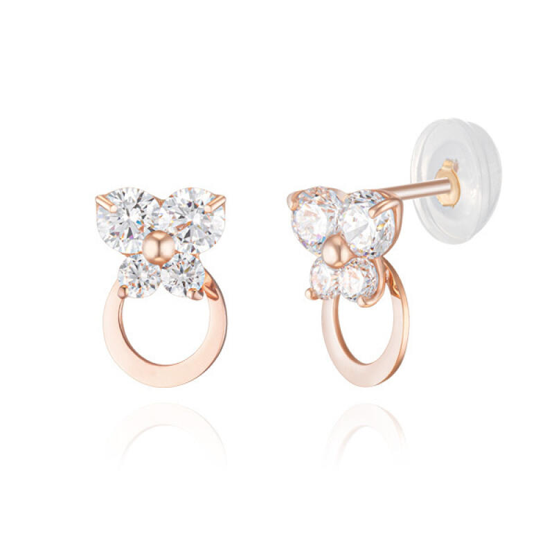 

14K Gold Earrings Pin-Shaped Cute Butterfly BE02017 Pink Gold