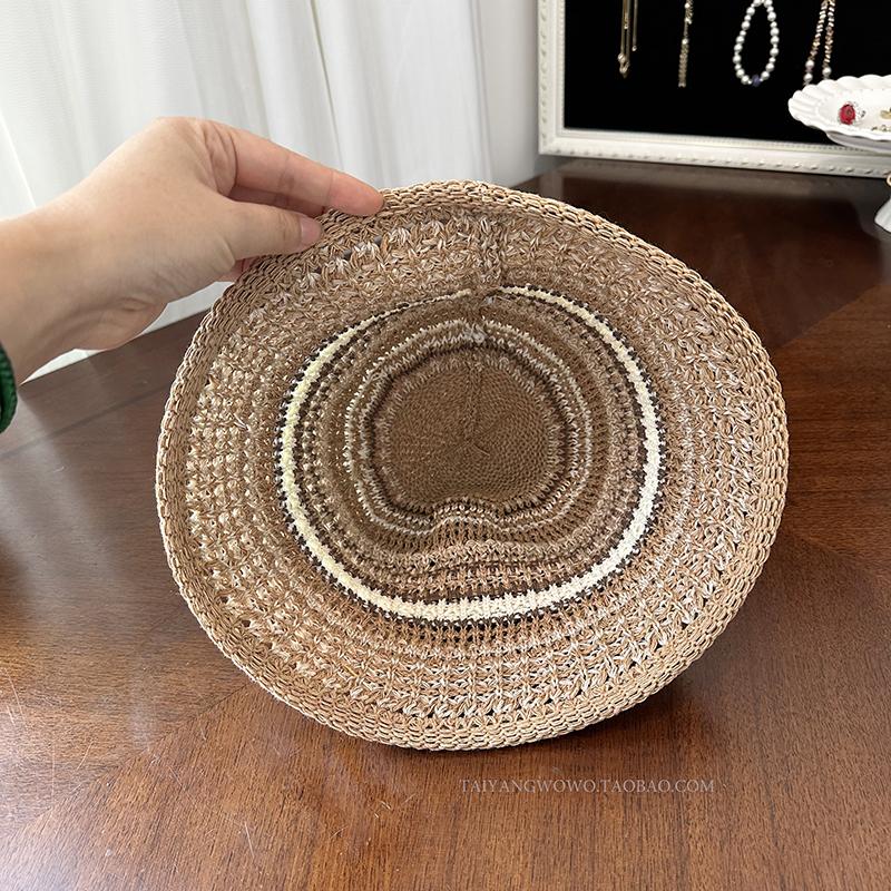 Color Matching Fisherman Hat Children Spring and Summer Fashion Sunscreen Hat Hollow Bucket Hat Retro Basin Hat