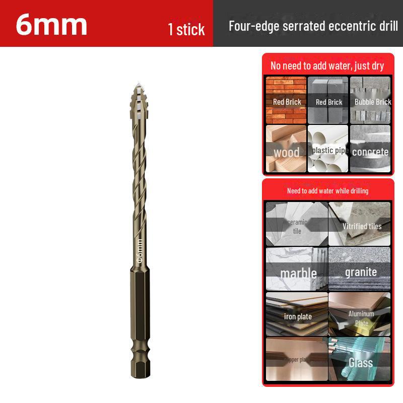 

Улучшенное четырехгранное зубчатое сверло для сухого сверления плитки, стекла, мрамора и бетона (6/8/10 / 12мм)