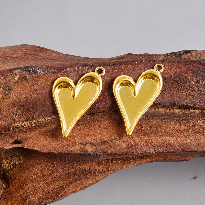 6pcs/Lot High Quality Blank Tray Heart Oval Round Geometric Stainless Steel Charms For Jewelry Making Enamel Stone DIY Pendants
