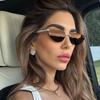 Luxury Rimless Cat Eye Sunglasses for Women, Trendy Narrow Oval Shades with Rivet Decor UV400 Protection