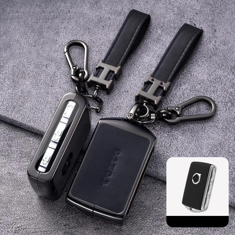 Zine Alloy Leather Car Remote Key Case Cover Bag Protection Shell For Volvo S60 S90 XC40 XC60 XC90 V60 V90 Polestar 1 Polestar 2 ZU2