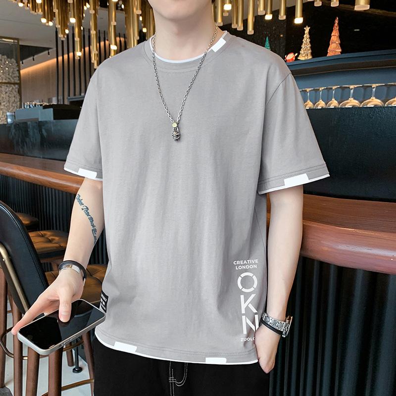 Short-sleeved T-shirt Tops Half-sleeve Round Neck Half-sleeved T-shirt 2XL светло-серый