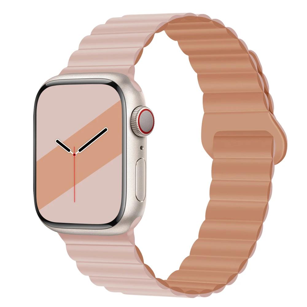 Magnetyczny Pasek Silikonowy Sportowy Bransoletki Do Apple Watch 41mm 42mm 44mm 45mm 46mm 49mm iWatch Seria 11 10 9 8 7 6 5 4se