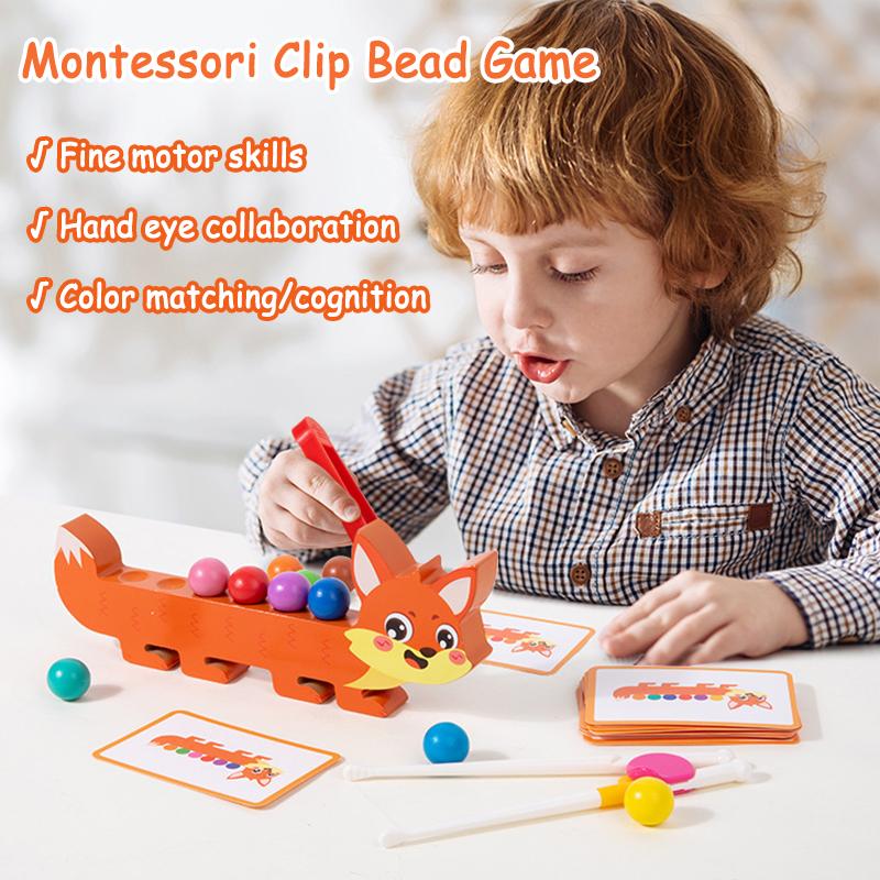 Gioco di Abbinamento Colori e Ordinamento per Bambini Giocattolo Creativo Montessori Clip Animali Perline Impilamento Gioco di Equilibrio Giocattolo per l'Educazione delle Abilità Motorie Fini del Bambino