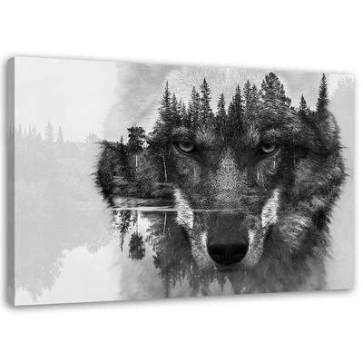 Canvas Print Wolf Forest Animals Black
