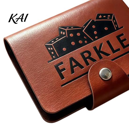 Compact Tabletop Games Farkle Dice Board Game, with Faux Leather Case, 6 Dices, Wooden Game Set Scoreboard, Portable for Travel Family Party Night