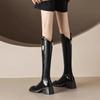 French Style V-knee Long Boots Women's Autumn Winter 2024 New Versatile British Style Boots Thick Soles High Heels
