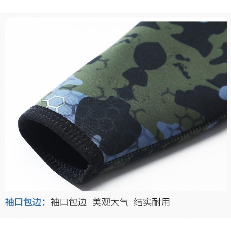 Mens 5mm Camo Wetsuit Separate Hooded Dive Suit Spearfishing Snorkeling Surfing Cold Water Diving