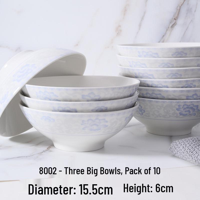 Retro Ceramic Porcelain Microwave-Safe Bowl Set - Chinese Style Tableware
