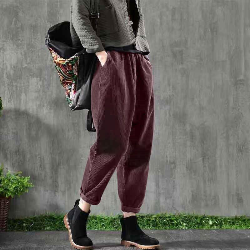 

Loose Corduroy Harem Pants - Versatile, Slimming, Casual Spring Style M (Up to 100 lbs) Order Up