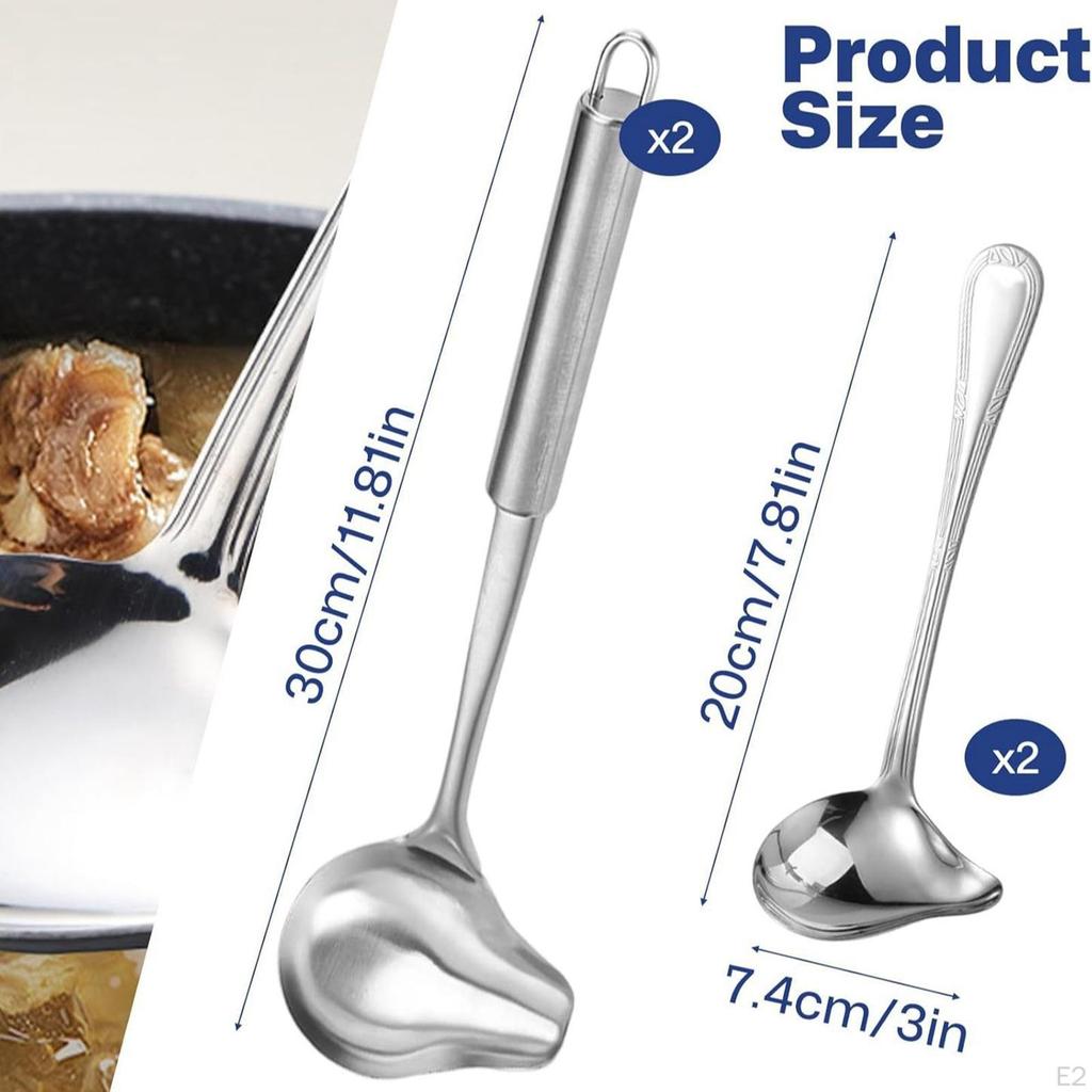 4x Sauce Ladle with Pouring Spout Stainless Steel Durability Cooking Tool Professional, Comfortable
