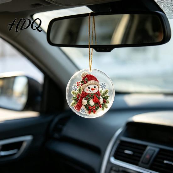 Festive Winter Party Favors Christmas Acrylic Hanging Ornament Double Side Printed Santa Pendant for Tree Window Holiday Ornaments 2D Flat